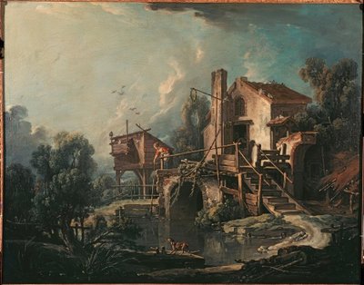 Landschap met molen door François Boucher